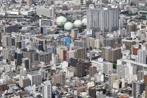 Gas tanks of Tokyo Gas Co.,Ltd are seen in the city of Yokohama