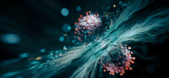 3d rendered image of a atomic nuclear being split