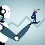 Photo illustrating use of AI to see future business trends.