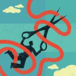 Illustration for the concept of cutting red tape.