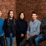 Photo of partners of Uncork Capital (from left): Tripp Jones, Amy Saper, Susan Liu, Andy McLoughlin, and Jeff Clavier.