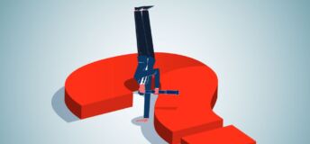 Illustration of concept of being upside down in business.