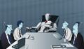 Illustration of board of directors including AI in its decision making.