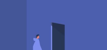 Illustration of the concept of walking out the door.