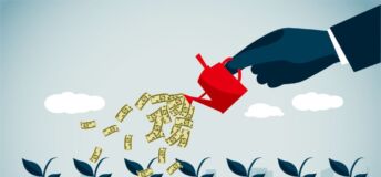 Illustration of concept of growing new businesses. grow, sprout, emerging manager, new fund, sprouts, shoots, money, rain