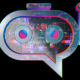 Speech bubble with 'tech styled' eyes, ears and antenna