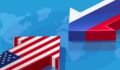 Illustration of geopolitical tension between the US and Russia.