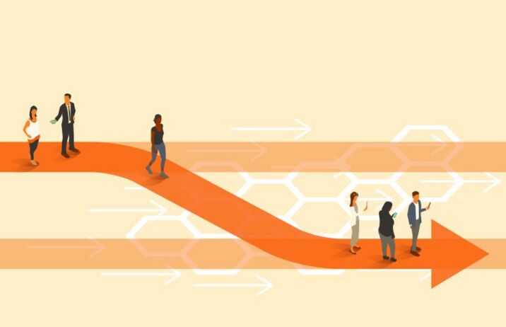 Photo illustration of the concept of switching lanes.