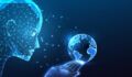All-in on AI Illustration of AI holding earth.