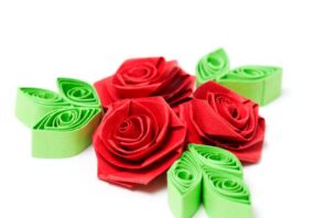 Image of paper flowers isolated on a white background.
