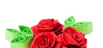 Image of paper flowers isolated on a white background.